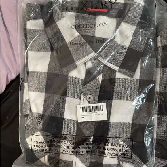 Men’s collar button down shirt flannel 2XL brand new - Picture 2 of 2